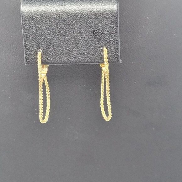 Vintage Sarah‎ Coventry Signed Chain Hoop Drop Clip On Earrings Gold Tone Dainty - Picture 8 of 8